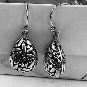ATI sterling silver floral leaves drop earrings